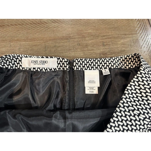 Jones Studio Separates Women’s 6 Black White Geometric Print Pencil Skirt Lined - Picture 3 of 12